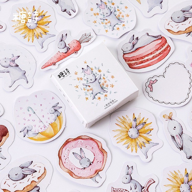 

45 Pcs Sticker Pack Stiker Kelinci Bunny Deco Cute Cartoon DIY
