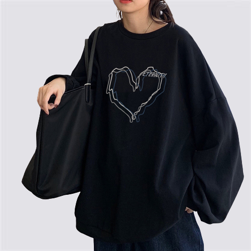 XiaoZhaiNv Korean Style Triple Heart Pattern Lengan Panjang Baju Sweater Wanita A0076