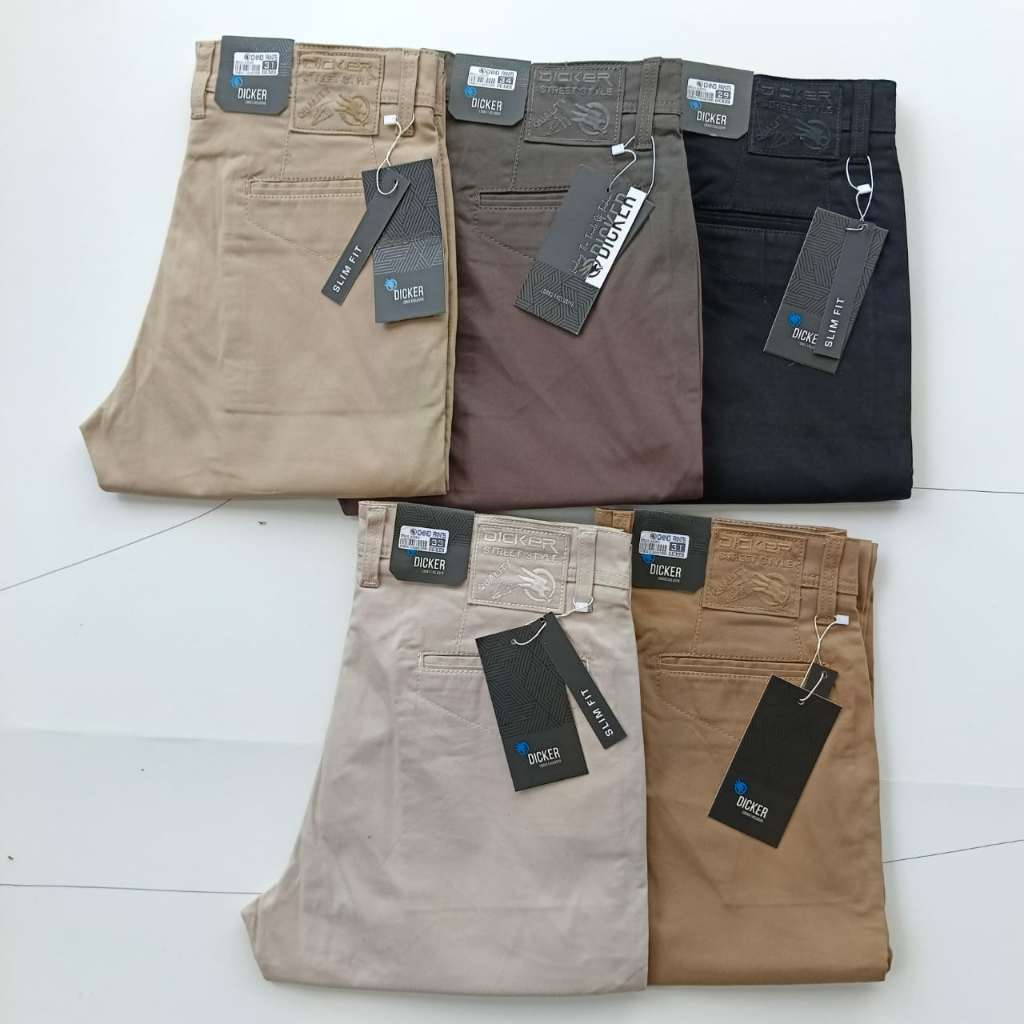 Celana Panjang Dicker Chino Pria Bahan Katun Stretch Tebal &amp; Melar