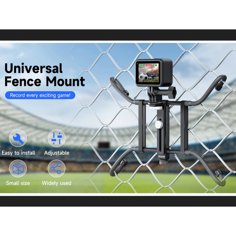 TELESIN Adjustable Universal Fence Mount for Action Cameras/ Phones