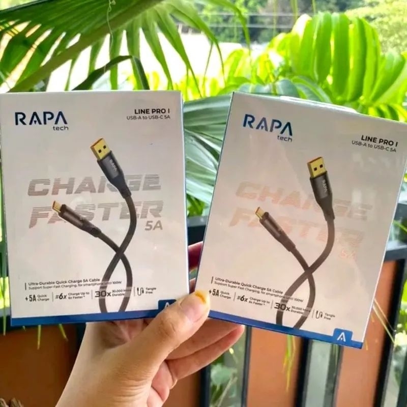 RAPAtech Kabel Data Type C Fast Charging 5A up to 100W Premium Quality Data Cable Usb Type C original bergaransi