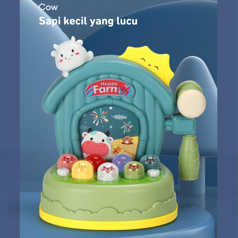 DADAWARD Mainan Pukul Tikus Lengkap Musik Piano Mini / Whack A Mole With Farm Music Piano