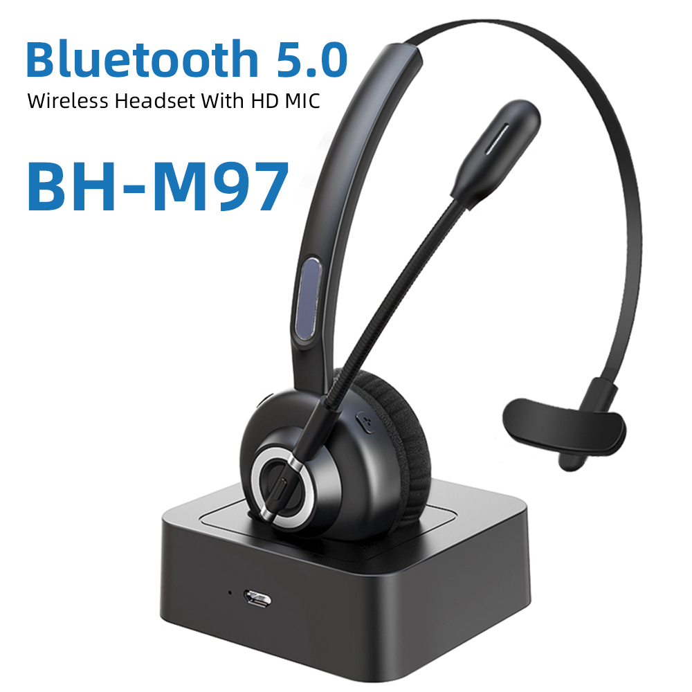 Headset Mono Bluetooth 5.0 with Base Polymer Lithium 180mah - BH-M97 - Black