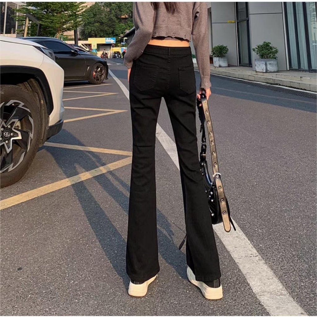 XIAOZHAINV Celana Jeans Wanita Korean Style High Waist Flare Pants Panjang 0788