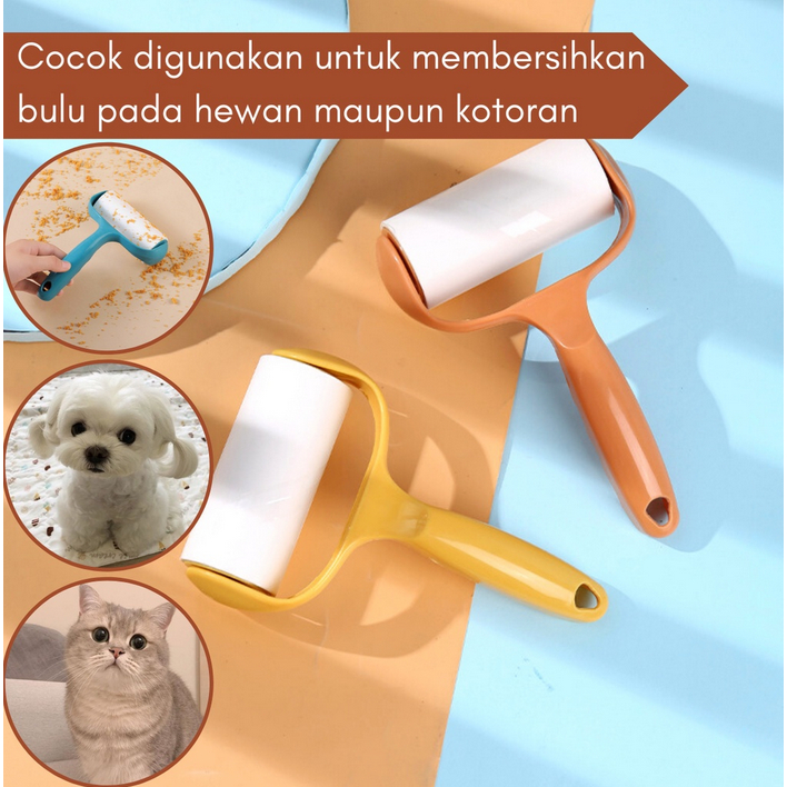 A427 (REFILL / ALAT) ROLLER BULU pembersih sticky disposable rambut debu kucing anjing hewan peliharaan alat pembersih mainan aksesoris sofa tas baju karpet lem lengket gagang rambut debu