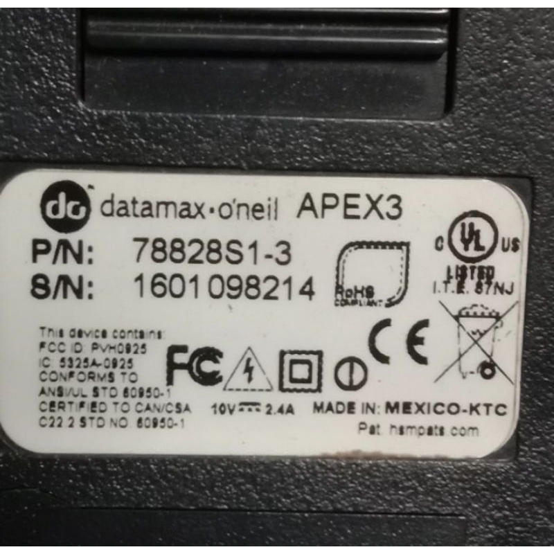 printer datamax ONEIL APEX3 - 10Vdc - 2,4Amp / di jual opreker