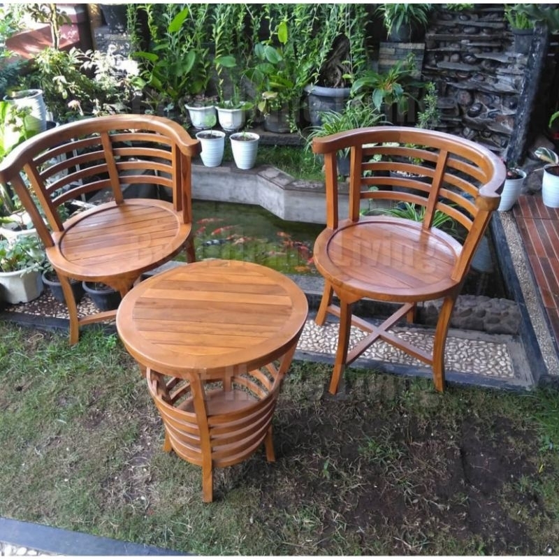 Kursi Teras / Kursi Tamu Cantik Kecil Minimalis Kayu Jati