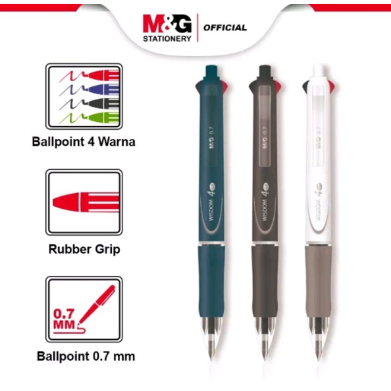 

M & G Ballpoint Cetek Super Smooth 0.7 mm Pulpen Semi-Gel Rubber Grip Desain Elegan 4 Warna