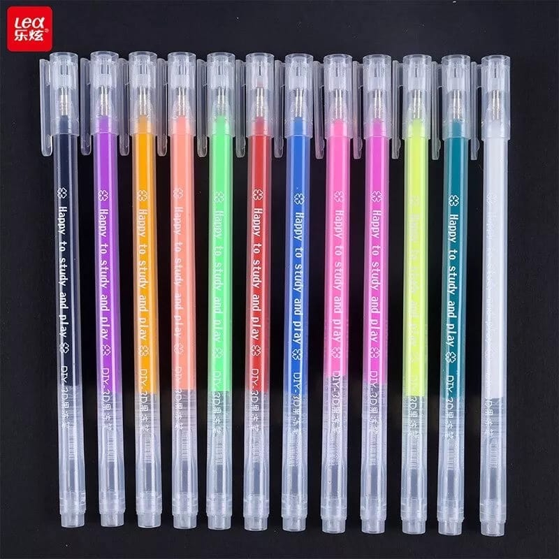 familygames PEN 3D gel pen pulpen gel 3d 12pc pulpen warna kutek warna jelly gel pen LK