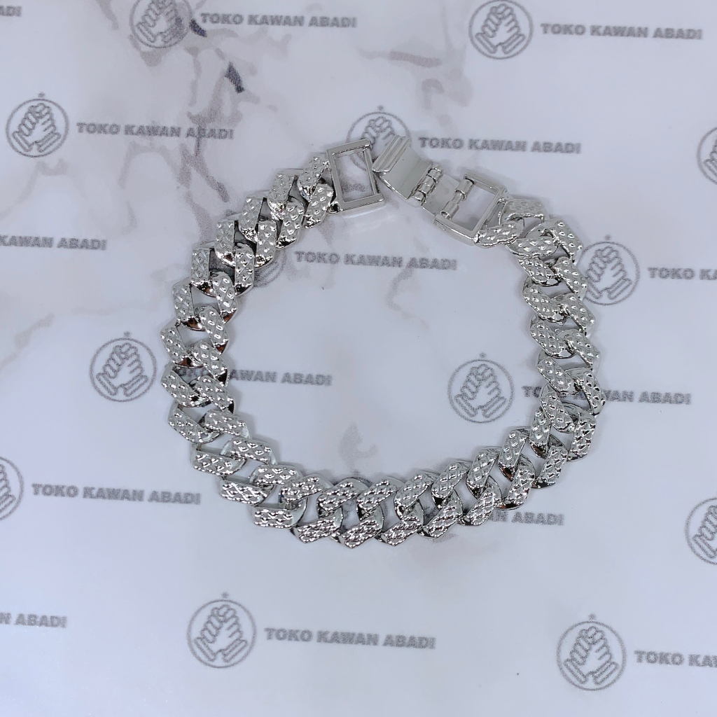 Gelang Tangan Xuping Silver Perhiasan Fashion Wanita Dewasa Motif Rantai Permata Putih *11