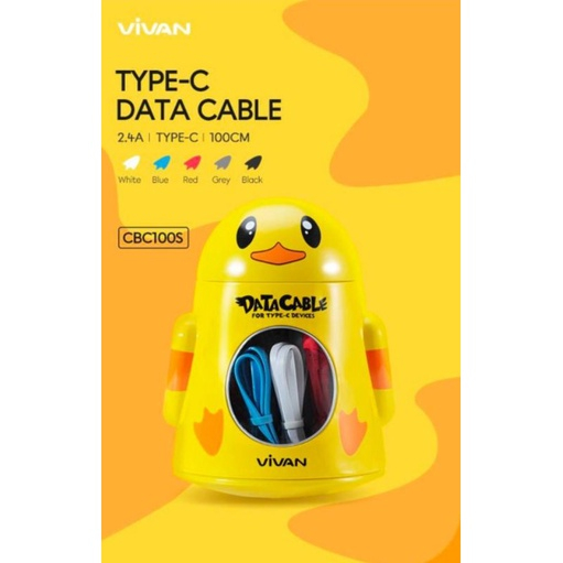 (HARGA PER 1 PCS) KABEL DATA TIPE C VIVAN CBC100S CBC 100S CBC100 TIPE C / 20pcs bonus kaleng bebek