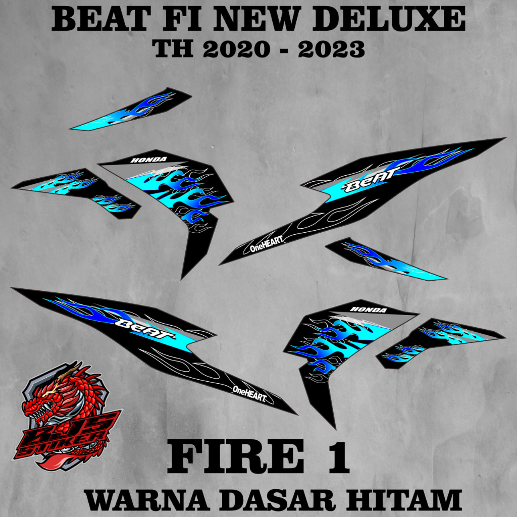 Striping beat fi new deluxe - Stiker Decal BEAT FI 2020-2023 FIRE 1 HITAM