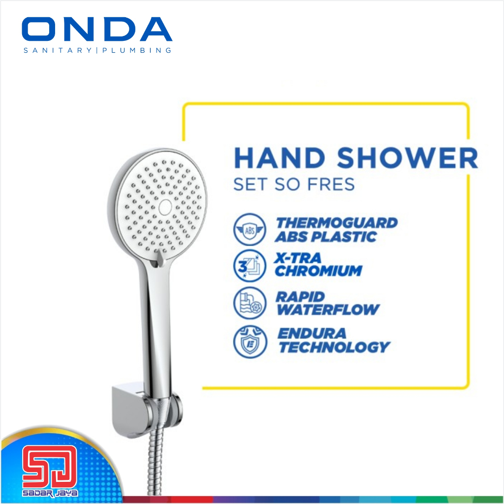 Hand Shower ONDA SO FRES 1/2&quot; Gagang Sower Pancuran Mandi 3 Mode