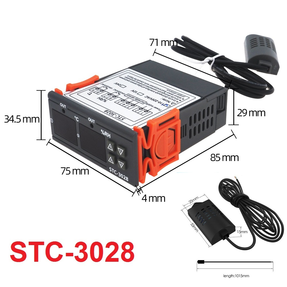 Thermostat STC-3028 Termostat Hygrostat Digital Pengatur Suhu Dan Kelembaban Otomatis AC 220V 12V