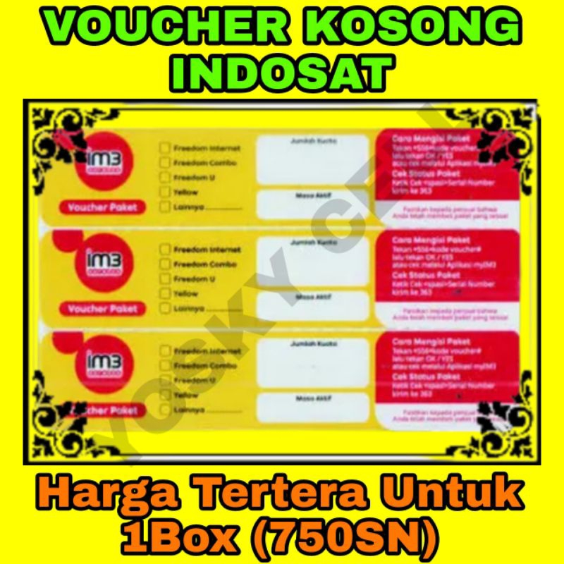 VOUCHER KOSONG IM3 INDOSAT 1Box (750SN)