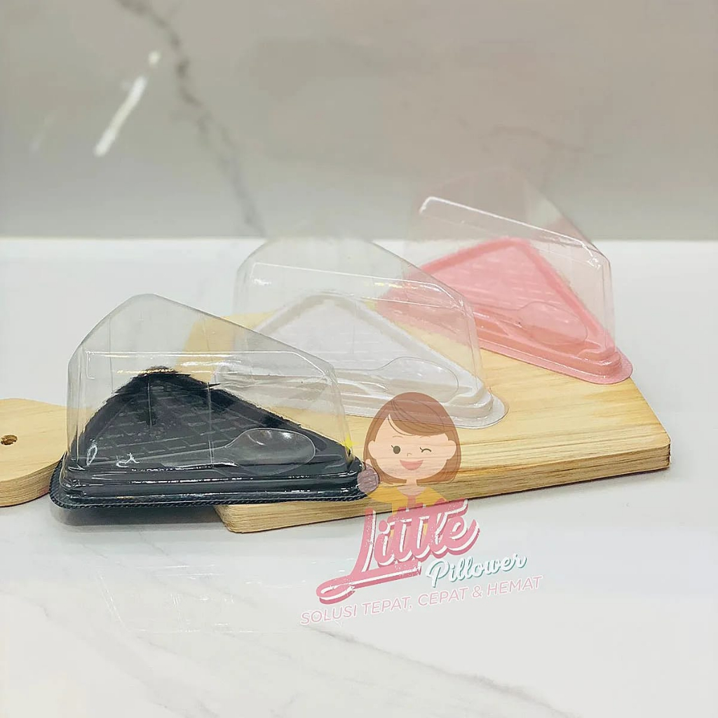 (Segitiga PINK+sendok) Mika Kue Segitiga pink + Sendok - Mika kue tart