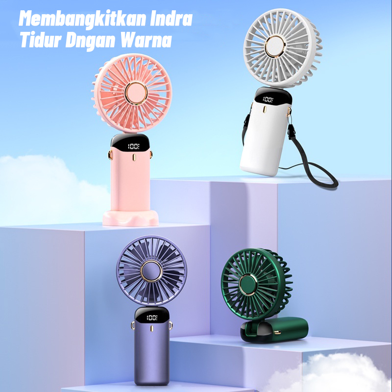 Kipas Angin Mini Portable Usb Kipas Lipat / Leher 5-Speed Wind LED Display Dengan Aromaterapi