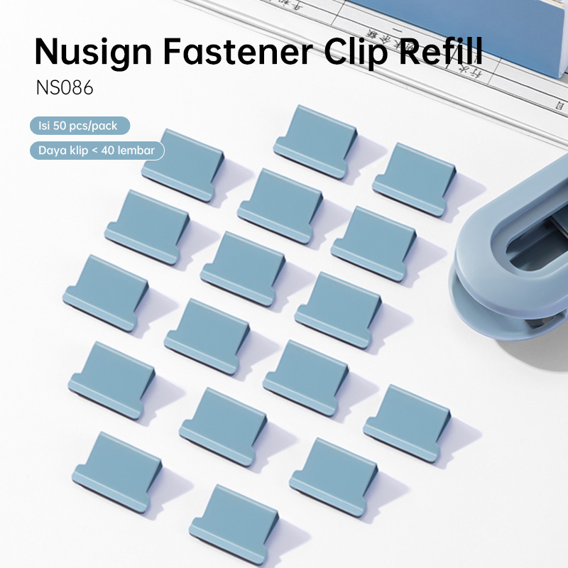 Nusign Fastener Clip Refill / Refill Binder Clip / Isi Penjepit Kertas Otomatis Isi 50 Kapasitas 40 Lembar NS086