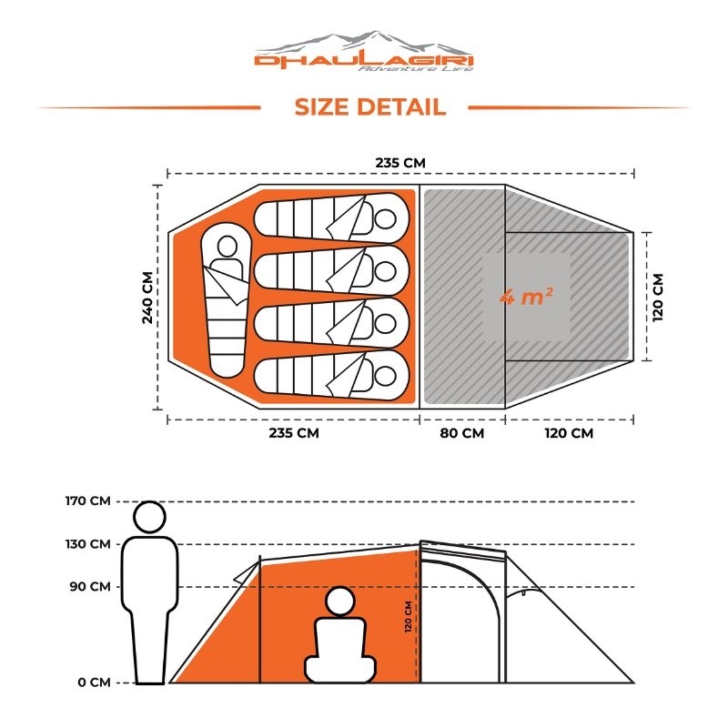 TENDA DHAULAGIRI VERTU X5 TENDA CAMPING KAPASITAS 5 - 6 ORANG