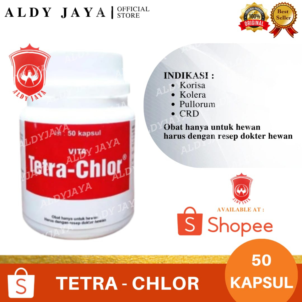 ALDY JAYA - TETRA CHLOR | OBAT ANTIBIOTIK MULTIVITAMIN UNTUK AYAM | 50 KAPSUL
