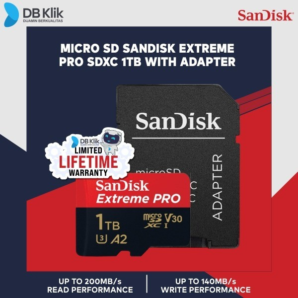 Micro SD SanDisk Extreme Pro SDXC 1TB with Adapter- SDSQXCD-1T00-GN6MA