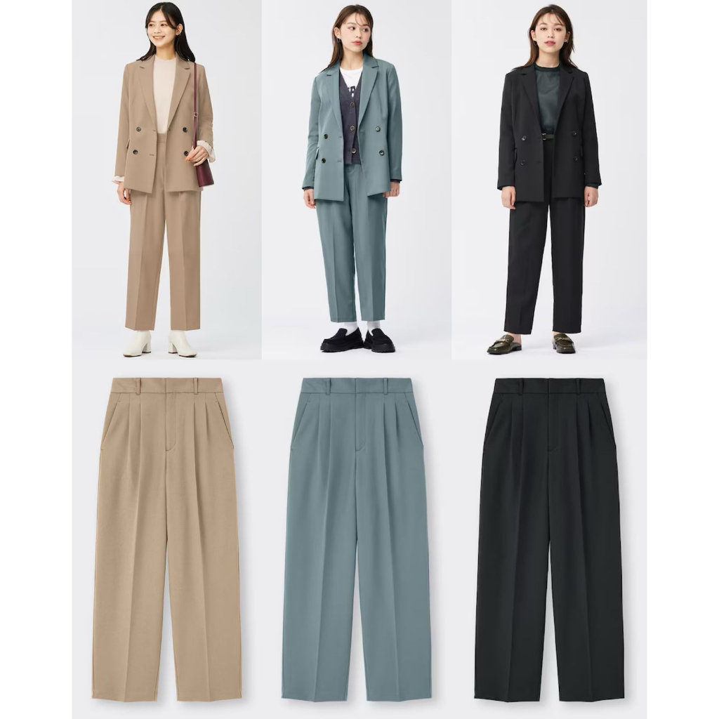 GU Two-tuck wide tapered pants