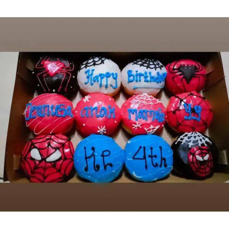 donat ultah/donat katakter untuk laki2/donat tulis/donat hias isi 12