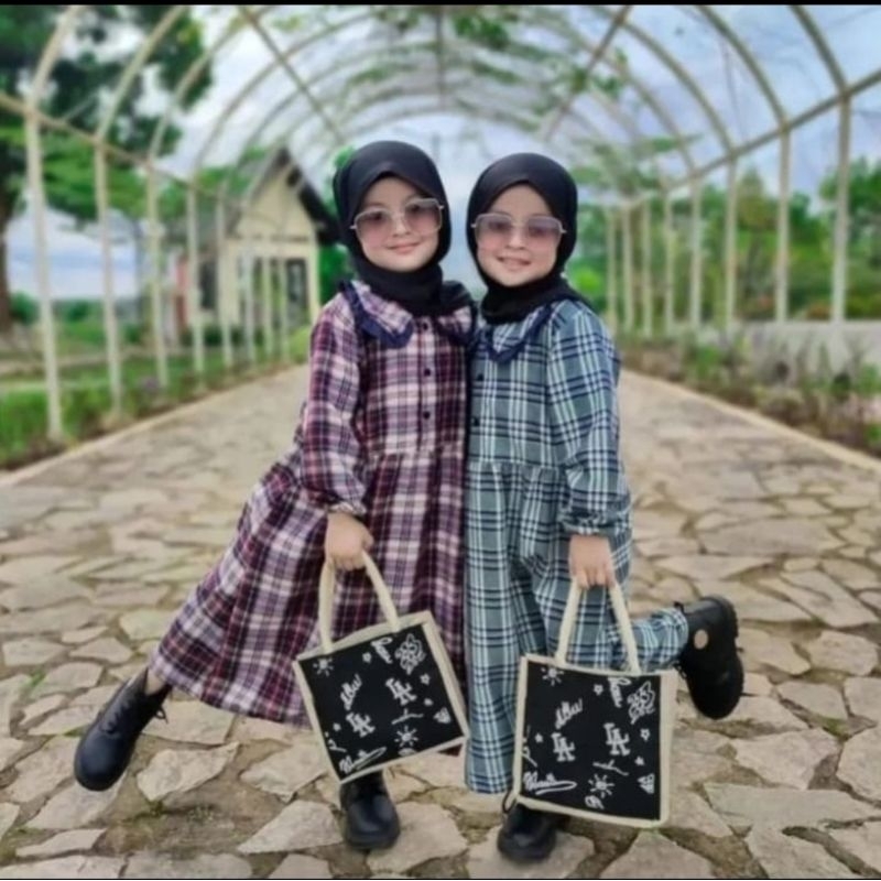 gamis flanel kerah korea