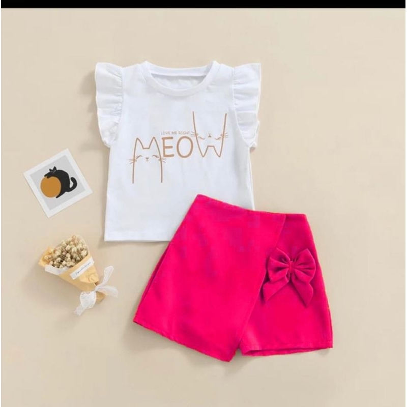 COD/ BAJU ANKA PEREMPUAN TERLUCU/ BAJU ANAK CEWEK KEKINIAN MOTIF MEOW 1-5 TAHUN