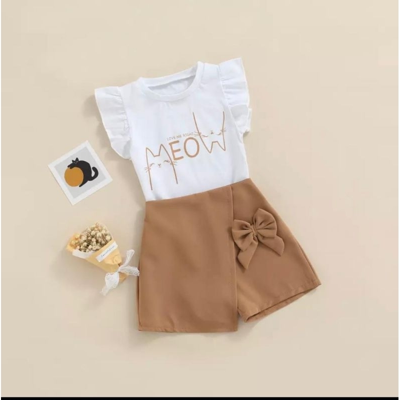 COD/ BAJU ANKA PEREMPUAN TERLUCU/ BAJU ANAK CEWEK KEKINIAN MOTIF MEOW 1-5 TAHUN