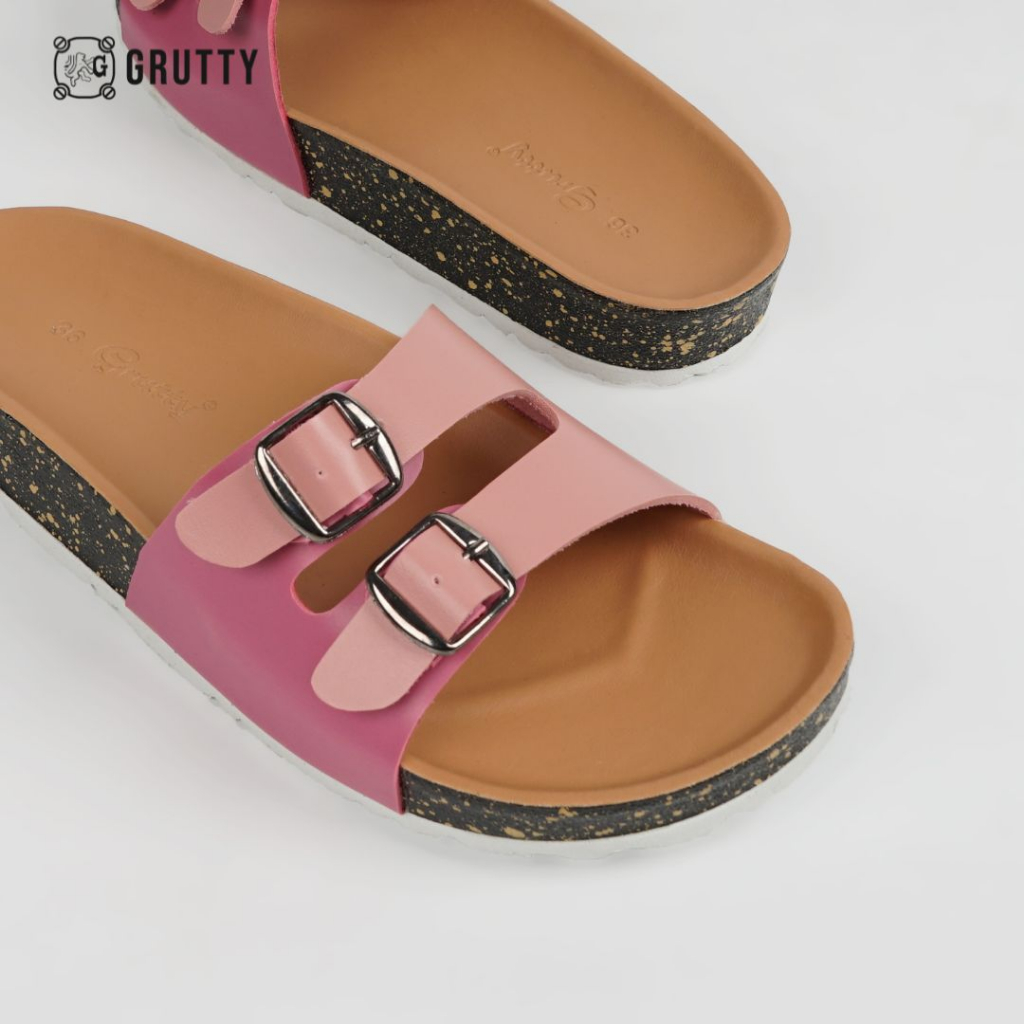 GRUTTY Trella Sandal Wanita Flat Two Tone Series Sendal Kekinian Super Comfy Pink