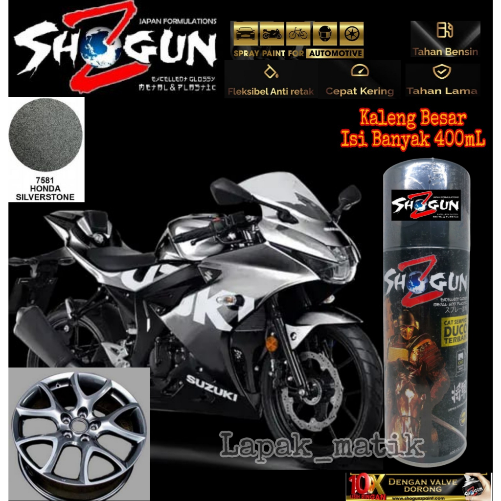 Pilok SHOGUN Z HONDA SILVER STONE 7581 400ML ABU ABU METALIK