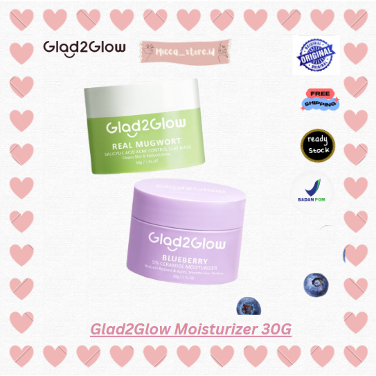 [MS][BPOM] GLAD2GLOW BLUEBERRY MOISTURIZER 5% CERAMIDE | CENTELLA ALLANTOIN MOISTURIZER