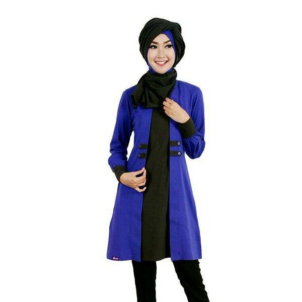 BLOUSE TERBARU BAJU ATASAN TUNIK WANITA  BAHAN KAOS COMBEDS  MUTIF 161 DEEP BLUE BUSUI FRIENDLY