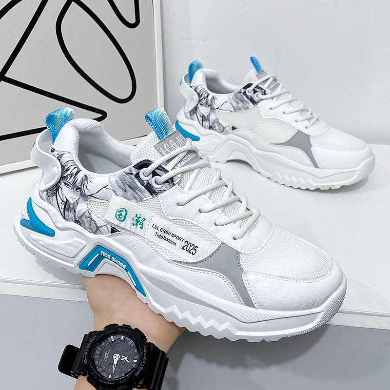 Sepatu Sneakers Import Pria Wanita Kenshi White 2 Warna Orange Blue