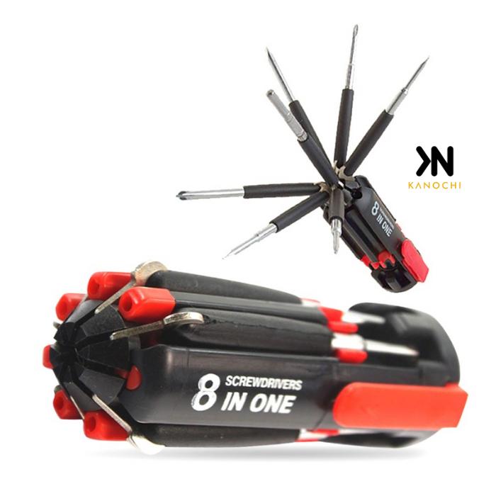 Obeng 8in1 set Led Lamp Lampu Senter multifungsi alat pertukangan tool