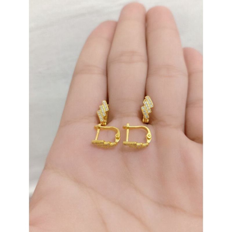 ANTING JEPIT MATA PERAK ASLI 925 LAPIS EMAS