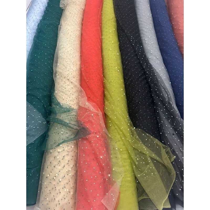 kain meteran tille swarovski mutiara#tille cantik