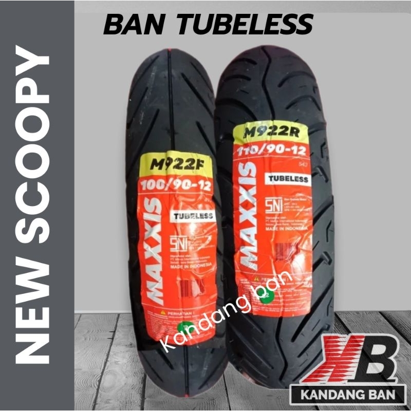 PAKET BAN TUBLES MATIC NEW SCOOPY MERK MAXXIS  100/90-12 + 110/90-12 BAN BARU, GRATIS PENTIL