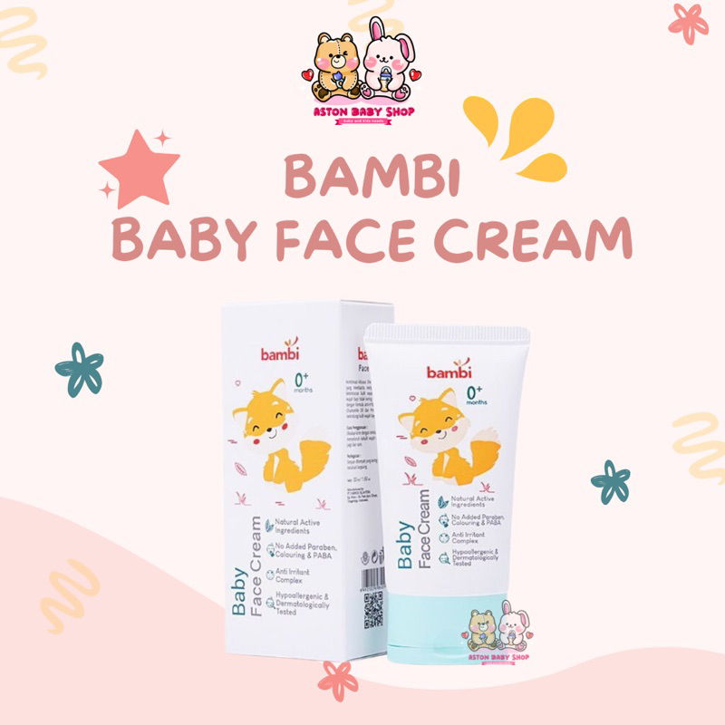 Bambi Baby Face Cream 50ml | Krim Wajah Bayi Kulit Normal - Sensitif | Lotion Pelembab Perawatan Wajah Bayi