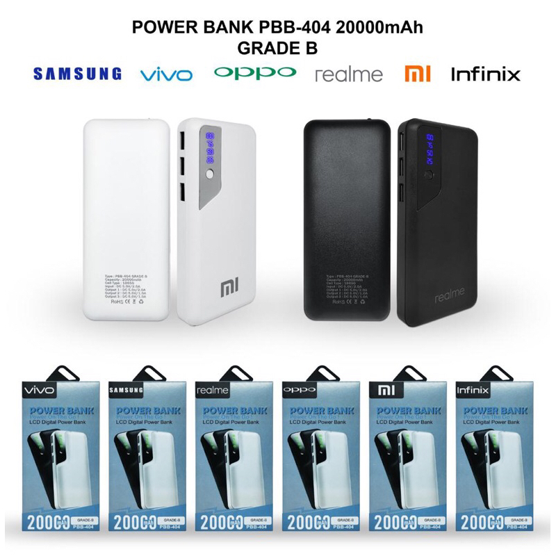 PBB-405 Power Bank Murah INFINIX & VIVO 3USB LCD + Kabel Micro PowerBank Digital PB