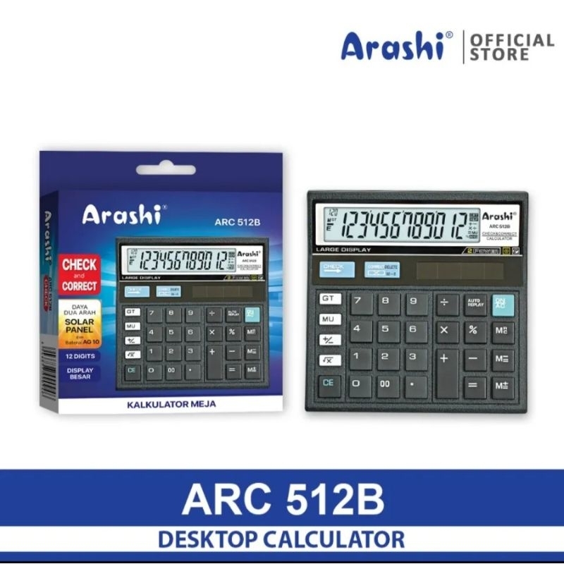 

Kalkulator Calculator Calc ARC 512B 12 Digit Layar Besar Merk Arashi