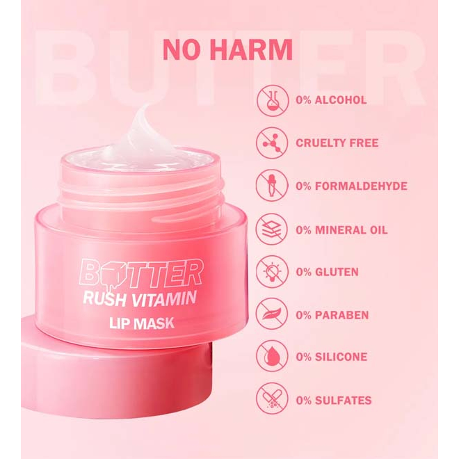 BNB Barenbliss Butter Rush Vitamin Lip mask Moisturizing Lip Balm | Masker Bibir Cerah - Lip Mask Cerianti