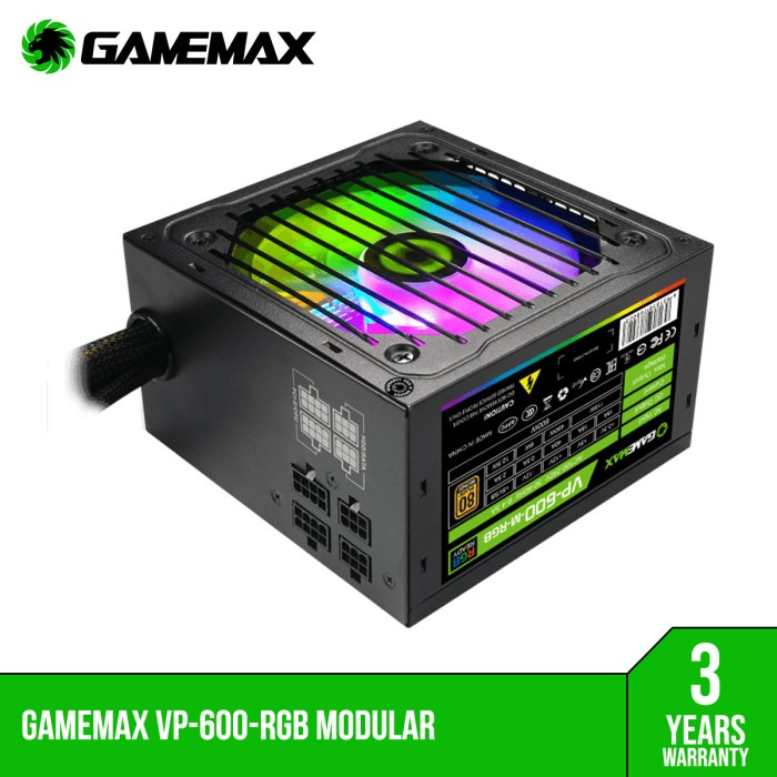 PSU Gamemax VP-600 RGB Modular Performance Gaming 80+ Bronze VP600