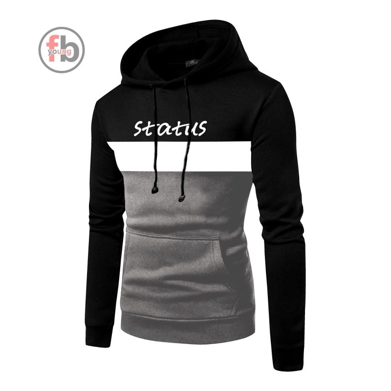 SWEATER HOODIE KAOS KUPLUK STATUS LENGAN PANJANG KOMBINASI DEPAN/BELAKANG