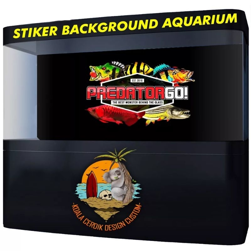 Stiker Background Aquarium Ikan Predator