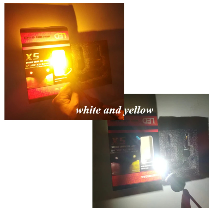 2x Lampu Kabut Mobil 2 Warna LED H4 H8 H9 H11 Putih + Kuning