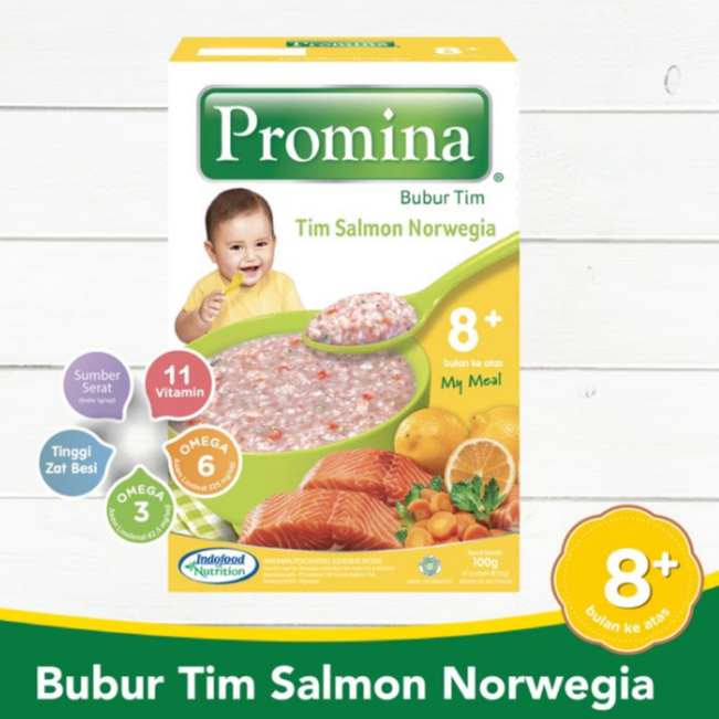 Promina Bubur Tim Salmon Norwegia Box 100gr 8 Bulan+ Untuk Bayi GTM, Untuk BB Booster Bayi &amp; MPASI Bayi