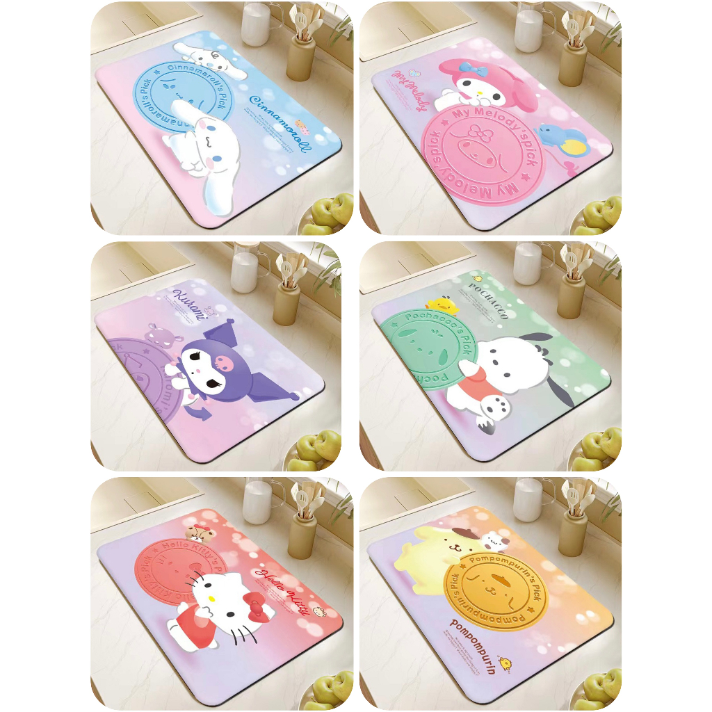 Alas pengering peralatan makan diatomite antislip sanrio drained kitchen dish mat KS05