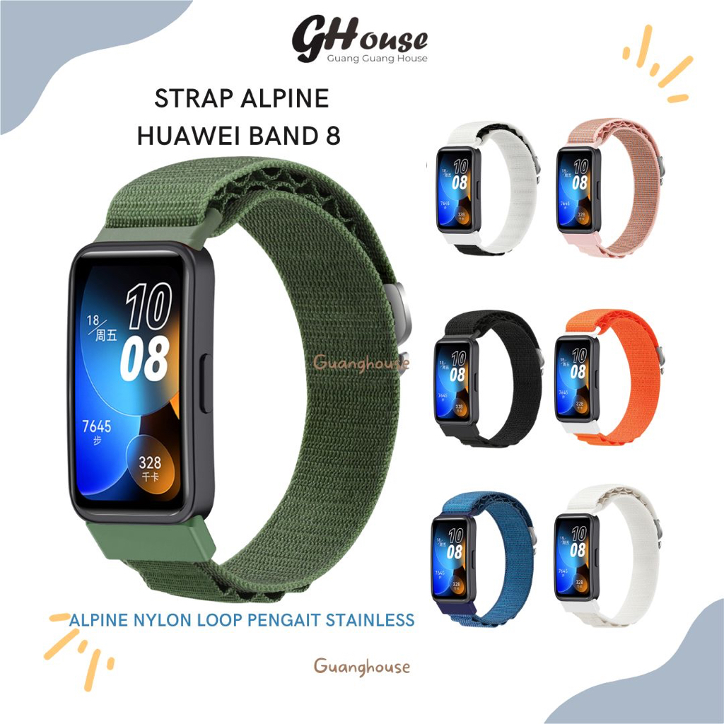 Strap Huawei Band 8 Nilon Loop Pengait Tali Pengganti Huawei Band 8 Nilon Alpine Bahan Pengait Stainless